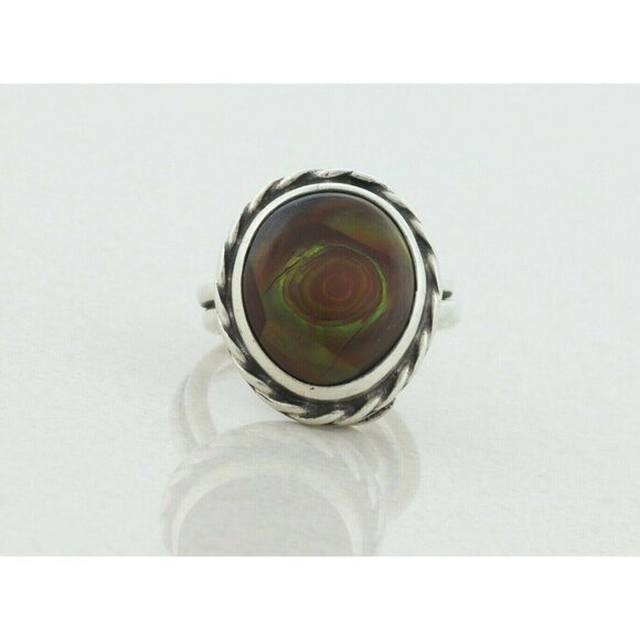 Sterling Silver Iridescent Brown Stone Ring Size 6 3/4 - Picture 1 of 6